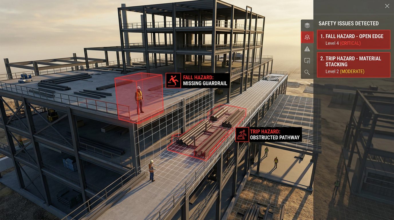 spotting safety issues with 3D rendering and site hazard identification
